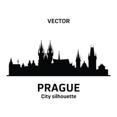 Fototapeta premium prague city silhouette vector illustration with famous landmarks and spires
