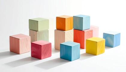 Obraz premium Colorful Building Blocks on Clean Background