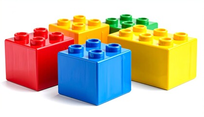 Colorful Building Blocks Isolated on White Background
