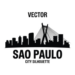 sao paulo city skyline with bridge silhouette vector