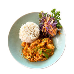 Chicken Panang Curry with Rice and Salad