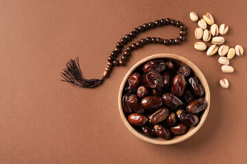 Ramadan kareem background with dates rosary