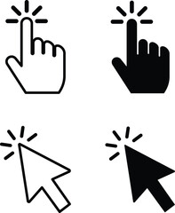 Fototapeta premium Hand cursor and arrow cursor with click effect pointer