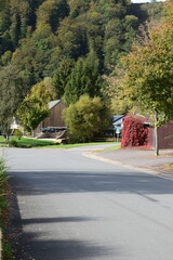 village street in Ouren, Belgium - The village borders with Luxembourg and Germany, having a historical role in EU Unification