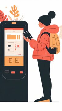 selective focus futuristic payment method using face recognition in cartoon style