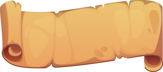 Ancient manuscript, cartoon vintage papyrus paper. Paper scroll with rolled corners, medieval parchment isolated cartoon vector manuscript with worn edges. Ancient map or old papyrus document