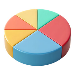 Obraz premium Multicolored pie chart divided into eight sections on transparent background