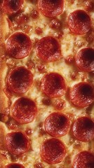 Delicious pepperoni pizza showcasing crispy pepperoni slices and bubbling melted cheese, perfect for food lovers and culinary advertising.