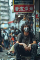 selective focus on street protest