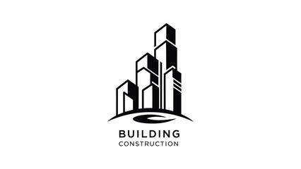Fototapeta premium Modern cityscape logo with building construction graphic and urban development theme