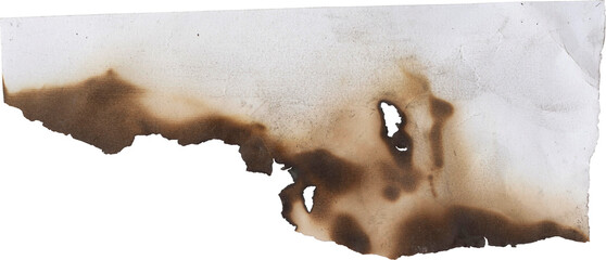 Fototapeta premium Burnt paper edge: A close-up shot of a burnt paper edge. The edge is scorched and irregularly shaped, showcasing the aftermath of a fire. The texture reveals the paper's delicate nature.