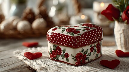 Romantic Heart-Shaped Tin for Valentine's Day Celebrations and Gift Packaging