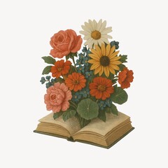 Fototapeta premium Vintage floral book illustration