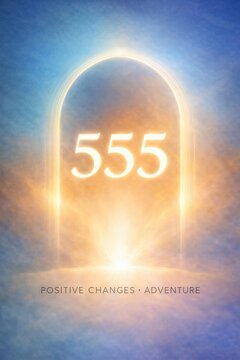 Glowing Golden 555 Portal Sunburst &mdash; Angel Number Numerology, Spiritual Change