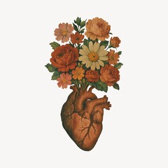 Fototapeta premium Heart blooming with vibrant flowers.