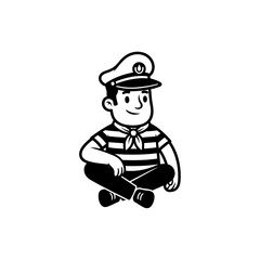 man wearing a hat vector illustration of a sailor