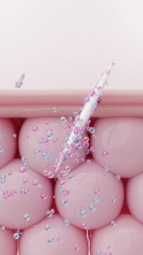 Microneedle spicule delivery of PDRN and collagen peptide for skin repair. 3D animation vertical video