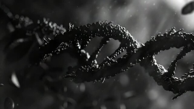 Close up of a double-stranded helix structure, showcasing the molecular science behind genetics.
