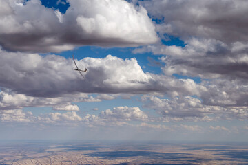 glider below bright clouds, Namibia