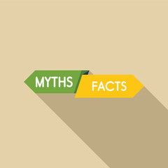 Graphic banner presenting myths and facts side by side on a neutral background