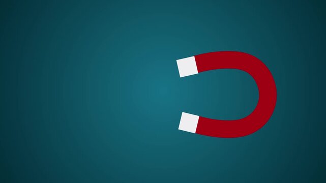 Hand holding magnet attracting people, representing recruitment, talent acquisition, and attraction animation. Motion graphics of magnet action concept.