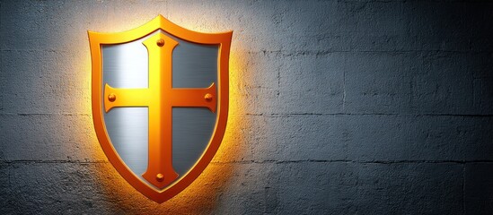 Golden Shield Symbolizing Protection and Strength on a Textured Background.