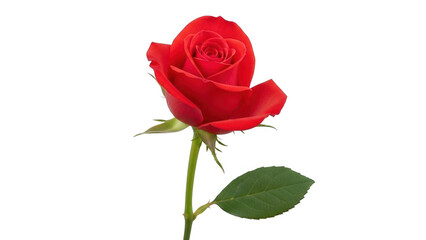 Fototapeta premium Single red rose isolated on transparent background