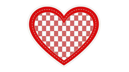 Red checkered heart isolated on transparent background