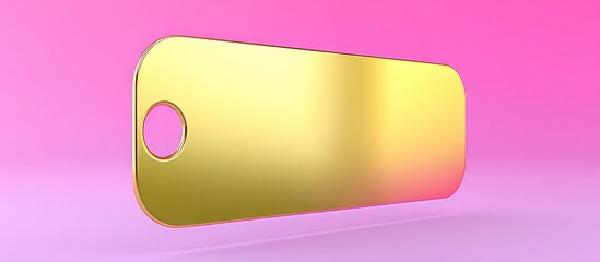 Golden Tag on Pink Background.
