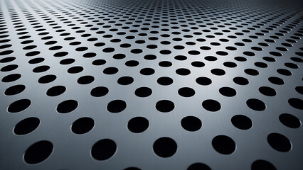 Modern metal surface with uniform circular holes for industrial design
