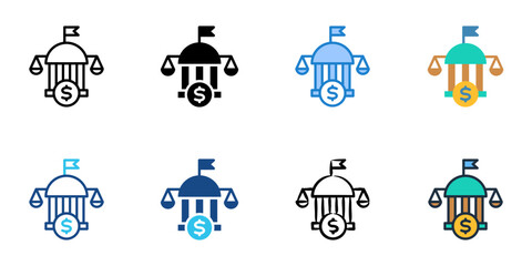 Campaign Finance Law icons set multiple style collection. Editable stroke 
