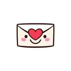 Cute vector illustration of an envelope with a smiling face and heart symbol. Perfect for themes of love, communication, and positivity. Ideal for Valentine&rsquo;s Day and friendship designs.