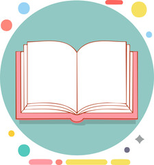 Open book education icon, flat minimal vector, soft pastel colors, isolated on white, clean outline, academic illustration