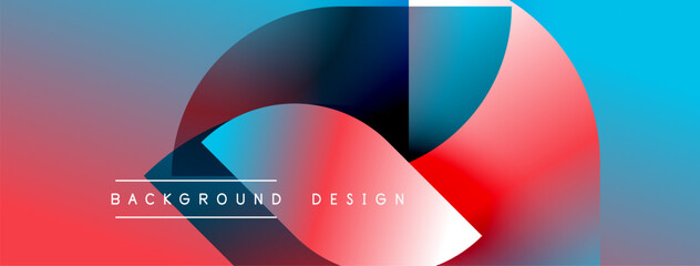 Obraz premium Abstract colorful design features overlapping circles. Gradient shades blend from blue, purple, red creating dynamic visual effect. Modern background.