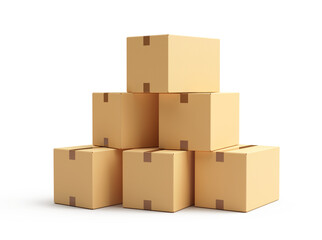 Cardboard boxes on transparent background - Shipping concept - 3d illustration