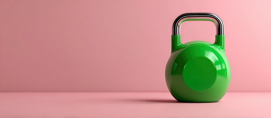 Green Kettlebell on Pink Background.