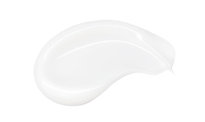 Close-up of a white, creamy lotion brushstroke on a transparent background, smooth lines