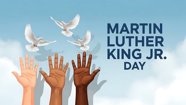 Martin luther king jr day celebration with doves and hands