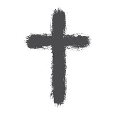 Christian cross paint brush stroke. Religious cross graffiti style.