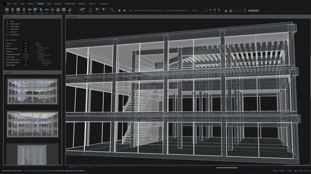 Mock-up Engineering Architectural Design Software. CAD  Building Model with Overlay Graphics Animate Hvac, Duct, andMep Routes, Showcasing Advanced Bim Virtual Construction Planning