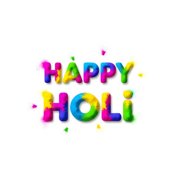 Happy Holi Colorful Rainbow Typography Design