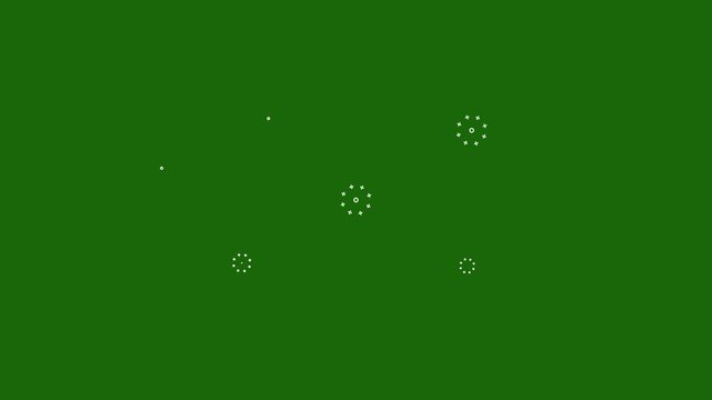 Explosive fireworks circle burst animation with glowing lines, modern geometric line blast motion graphics on green background, shiny abstract firework effect, fast movement, 4K video