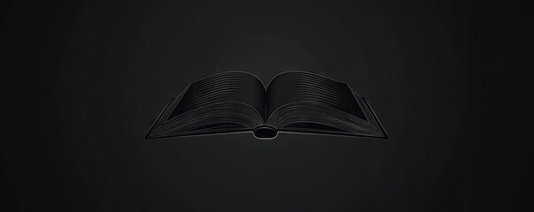 A minimalist logo featuring an open book with white pages on a black background
