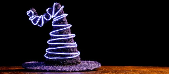 Halloween Witch Hat with Neon Light.