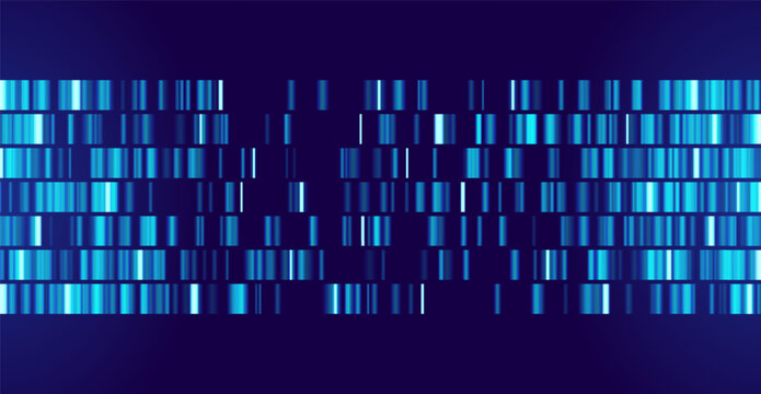 Genomic data visualization. Abstract DNA sequencing and genome mapping graphics. Scientific concept for medical research, biotechnology, and genetic testing. Vector illustration.