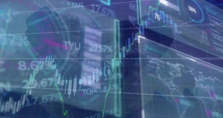 Animation of financial data processing with globe - Powered by Adobe