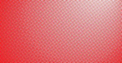 Red Halftone abstract pattern dot background. Repeating dotted Vanishing cartoon polka dot gradation pattern background.  Vector comic pop art Raster halftone effect wallpaper overlay backdrop.