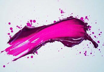 A 3D render of a bright pink liquid splash, forming a dynamic and sharp shape against a white background, creating an intense and vibrant visual effect
