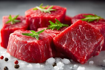 Fresh Raw Beef Tenderloin with Herbs and Spices for Culinary Creations