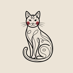 Obraz premium This elegant illustration features a stylized cat with flowing lines and soft colors, embodying grace and beauty in feline form, appealing to cat lovers and art enthusiasts alike.